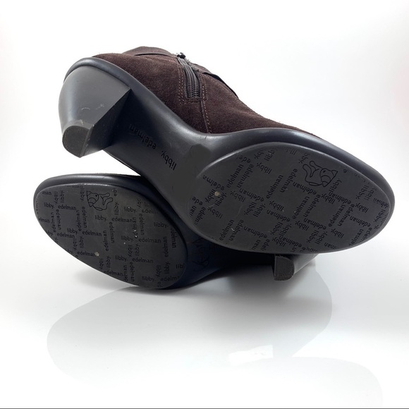 LIBBY EDELMAN brown suede futuristic ankle boots - Picture 7 of 8